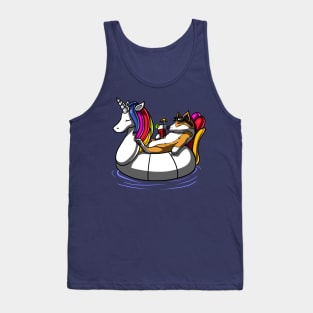 Corgi Dog Riding Unicorn Float Tank Top